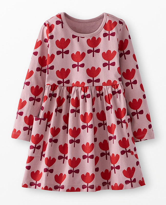 L/S Playground Dress w/Pockets - Tulips