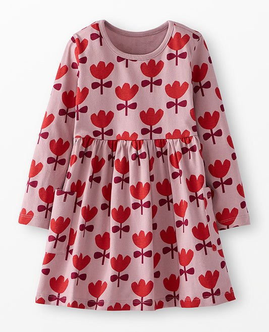 L/S Playground Dress w/Pockets - Tulips