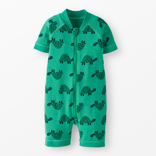 Baby 2-Way Zip Shortie Sleeper in  HANNASOFT STRETCH™ - Turtles
