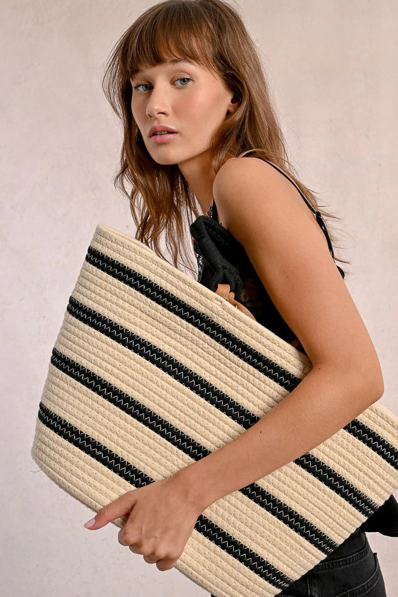 Striped Basket Bag