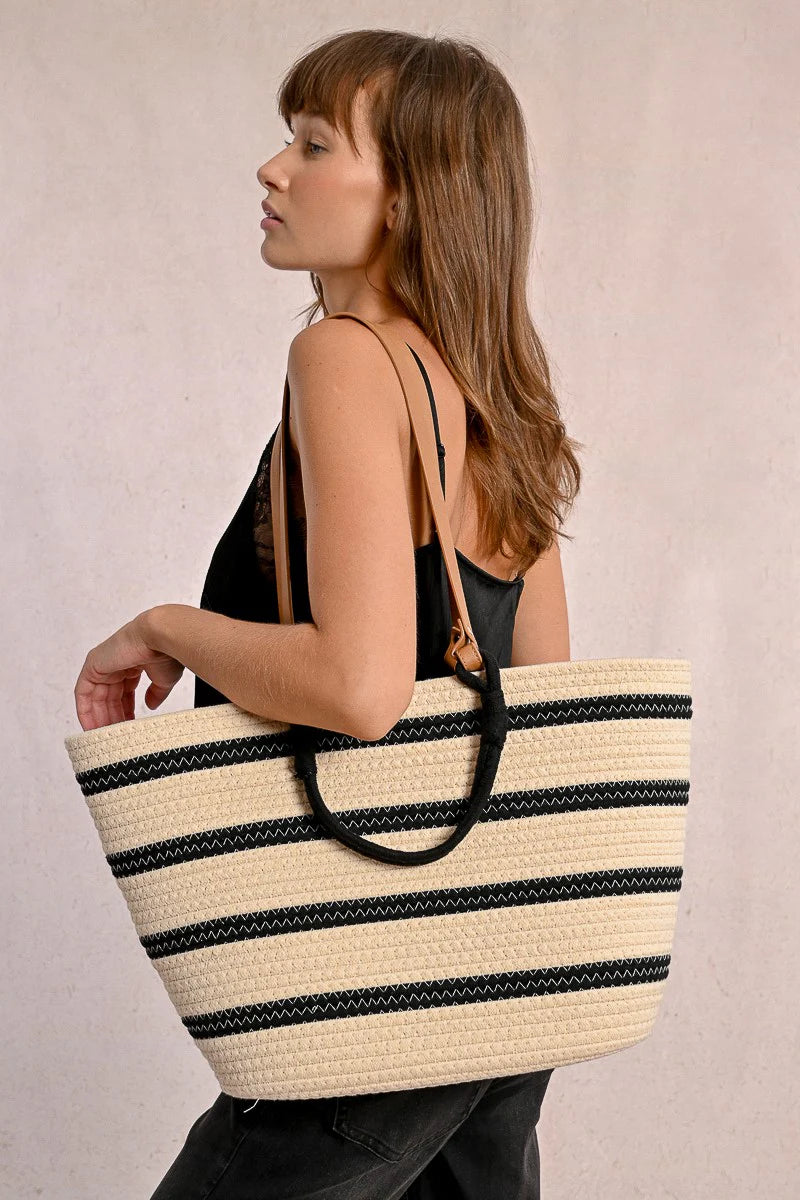 Striped Basket Bag