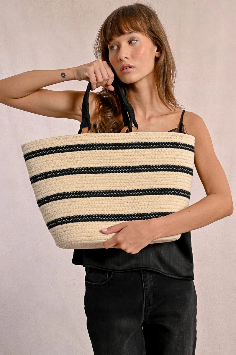 Striped Basket Bag