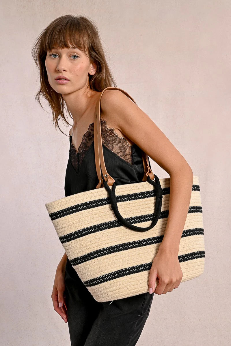 Striped Basket Bag