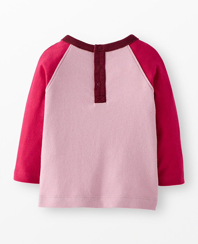 L/S Boxy Fit Baseball Tee - Pink Colorblock