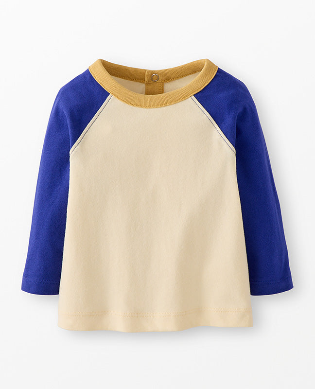 L/S Boxy Fit Baseball Tee - Blue Colorblock