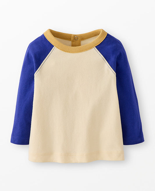 L/S Boxy Fit Baseball Tee - Blue Colorblock