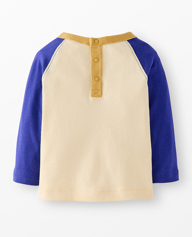 L/S Boxy Fit Baseball Tee - Blue Colorblock