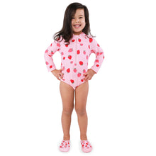 Load image into Gallery viewer, Girls One Piece UV Swimsuit | Pink Strawberry
