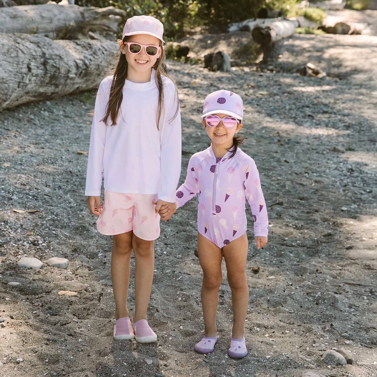 Girls One Piece UV Swimsuit | Lavender Ice Cream