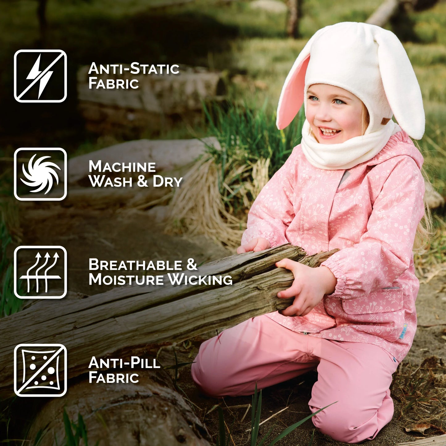Kids Fleece Animal Hats | Cream Bunny