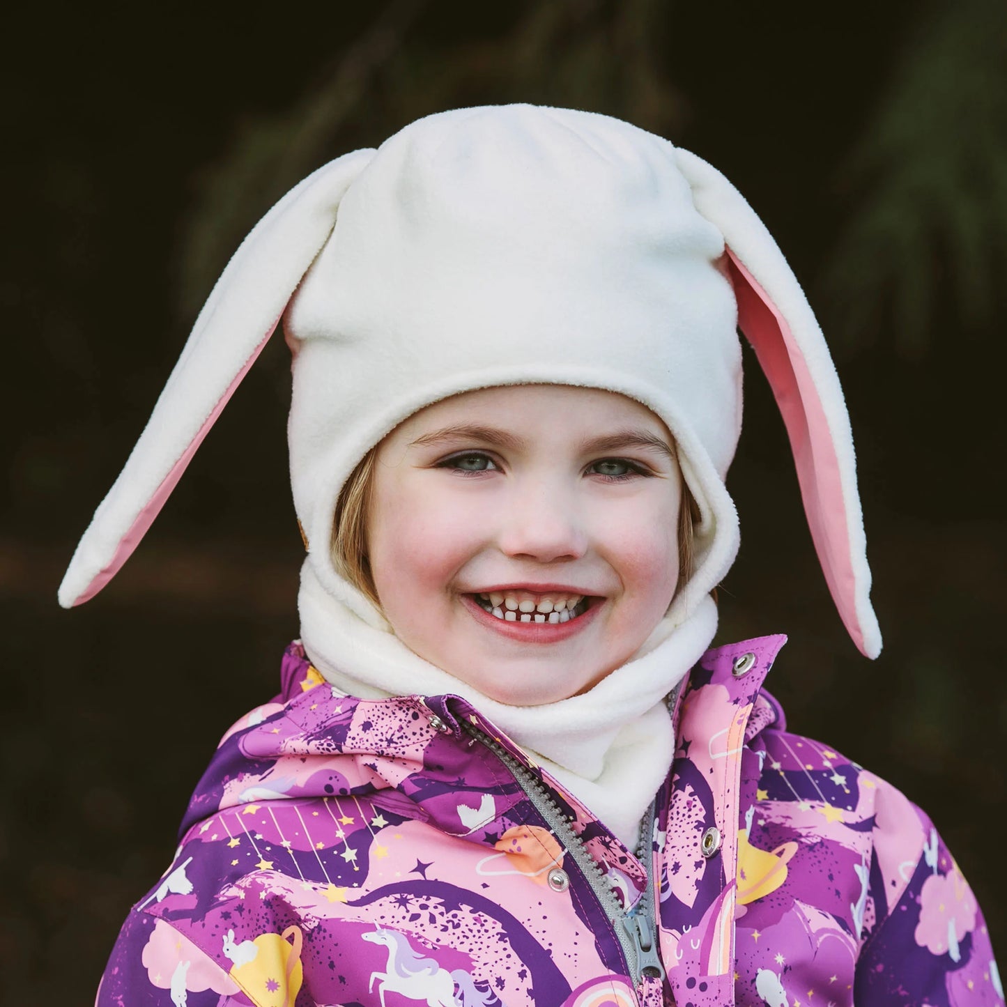 Kids Fleece Animal Hats | Cream Bunny