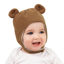 Load image into Gallery viewer, Kids Fleece Animal Hats | Brown Bear
