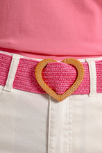 Load image into Gallery viewer, Heart Buckle Wide Braided Belt - Pink
