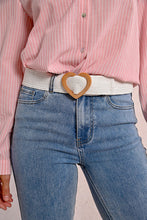 Load image into Gallery viewer, Heart Buckle Wide Braided Belt - White
