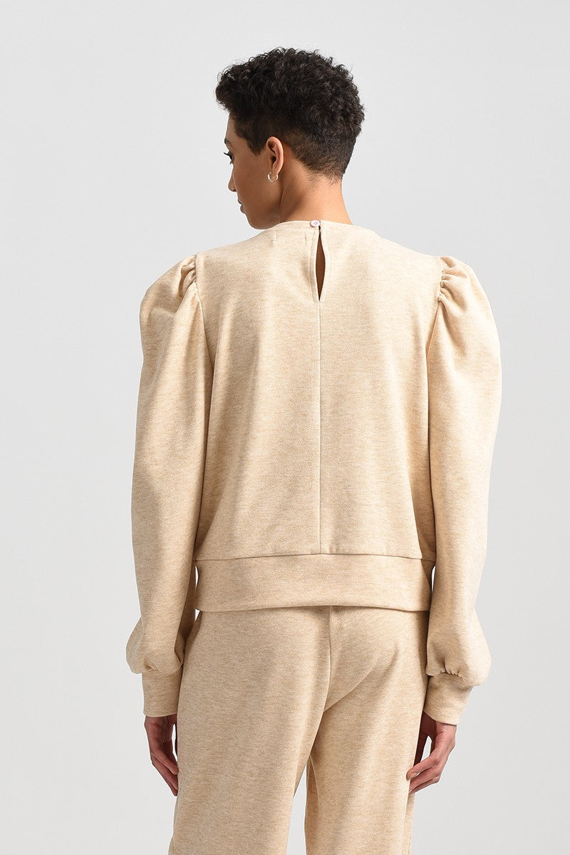 Balloon Sleeve Sweatshirt - Beige