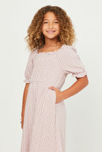 Load image into Gallery viewer, Smocked Puff Sleeve Checkered Dress
