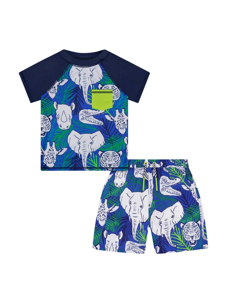 Rashguard Swim Set - Green Animals