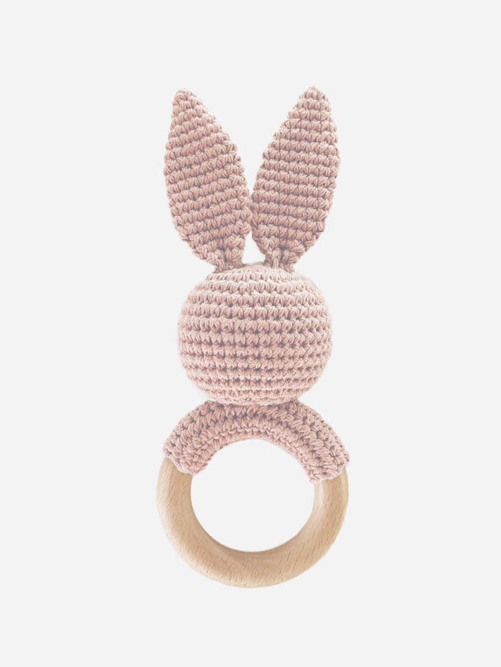 Cotton Crochet Rattle Teether Bunny (two colors)
