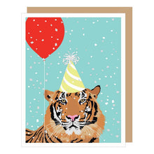 Load image into Gallery viewer, Tiger + Red Balloon Birthday Card
