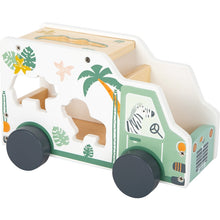 Load image into Gallery viewer, Wooden Toys Safari Truck Shape Sorter Animal Playset
