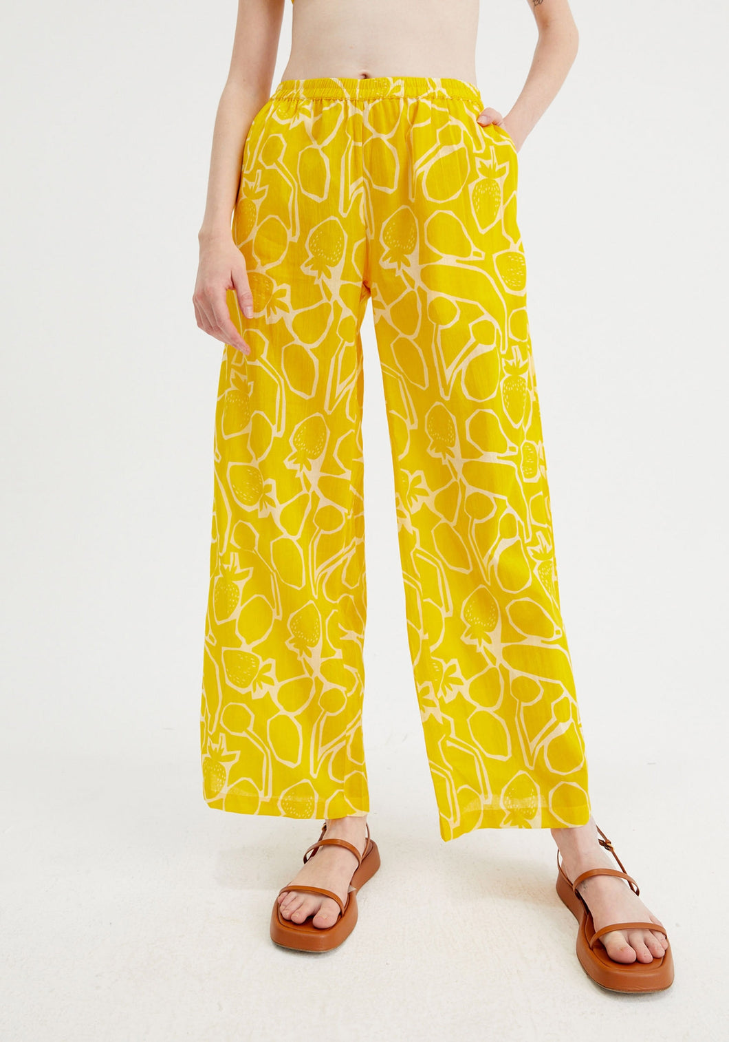 Fruit Print Mid-Rise Trousers