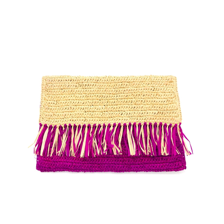 Coco Fringe Crochet Straw Clutch (several colors)