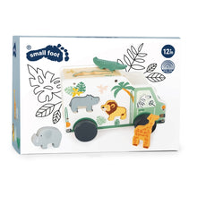 Load image into Gallery viewer, Wooden Toys Safari Truck Shape Sorter Animal Playset

