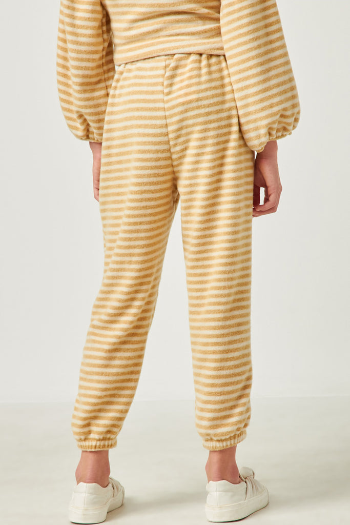 Drawstring Waist Brushed Striped Jogger