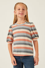 Load image into Gallery viewer, Stripe Terry Puff Sleeve Tee
