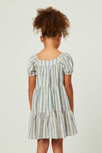 Load image into Gallery viewer, Striped Puff Sleeve Tiered Dress
