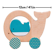 Load image into Gallery viewer, Wooden Push Along Whale Toy
