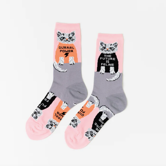 Future is Feline Crew Socks - Women's