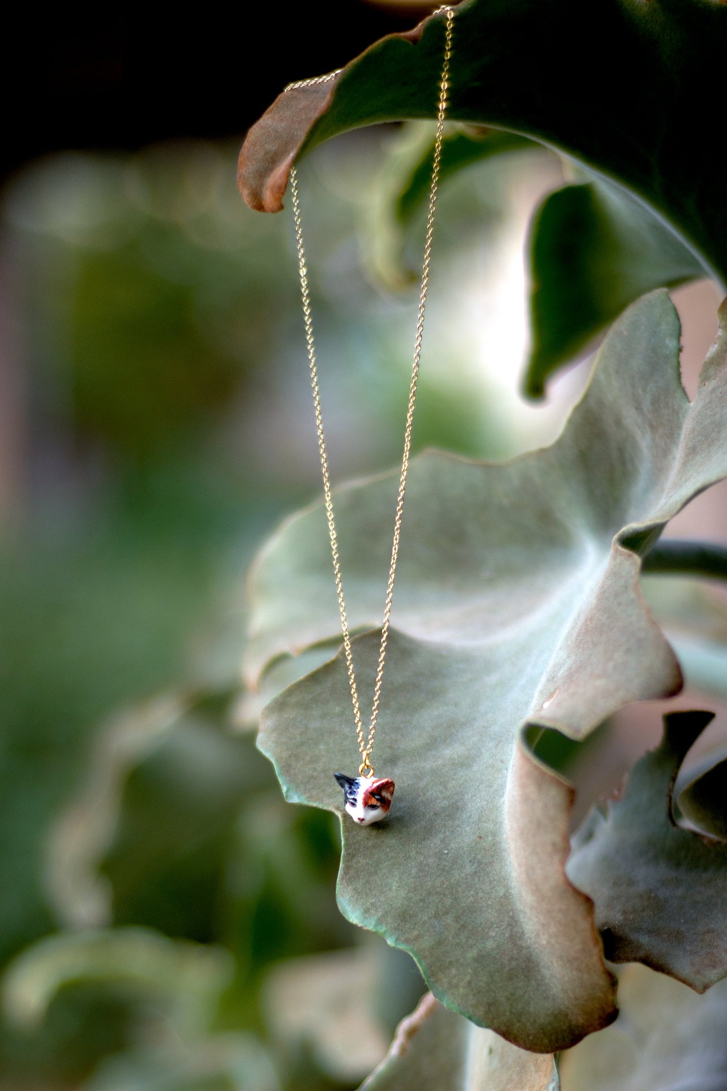 Tiny Calico Cat Necklace