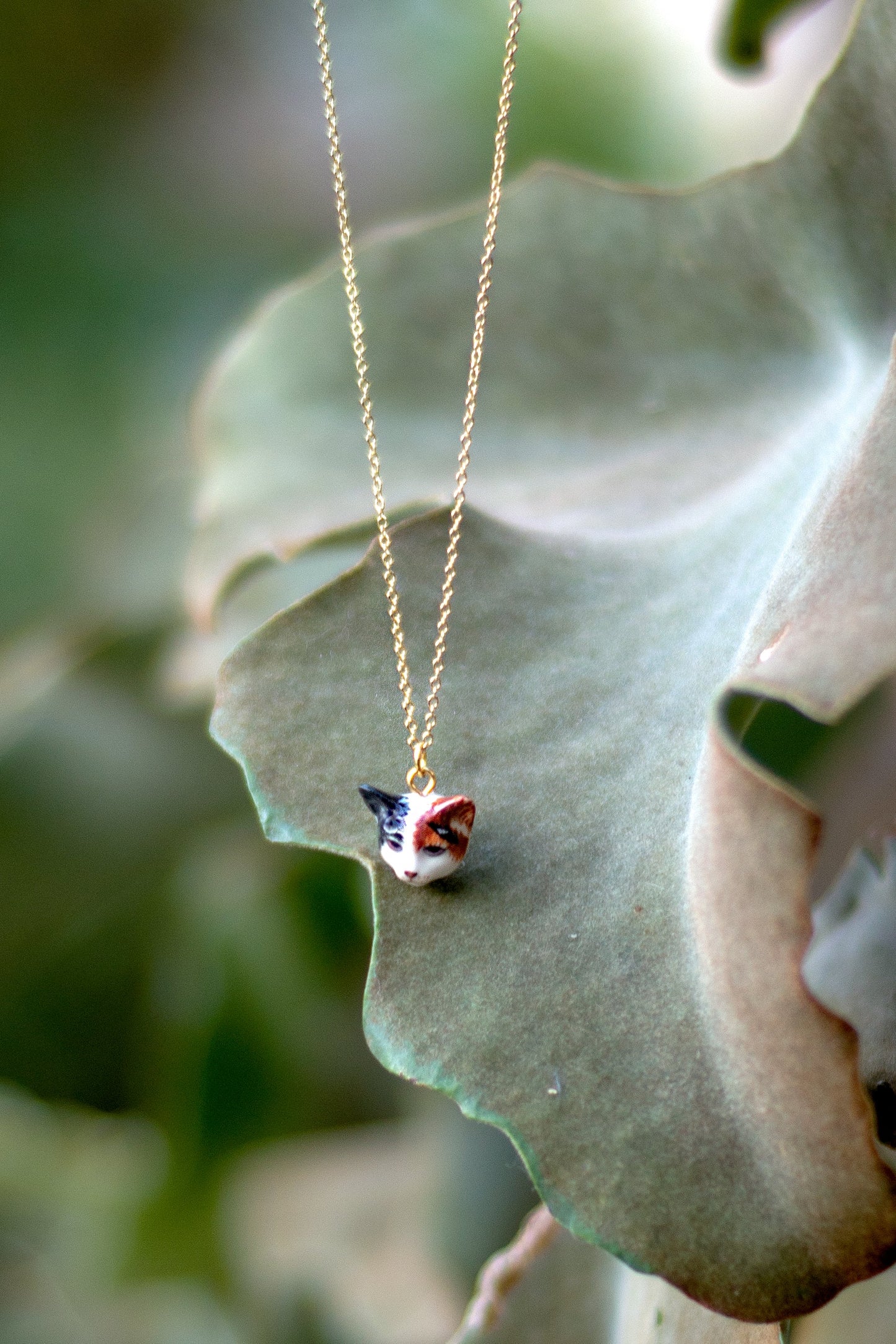 Tiny Calico Cat Necklace