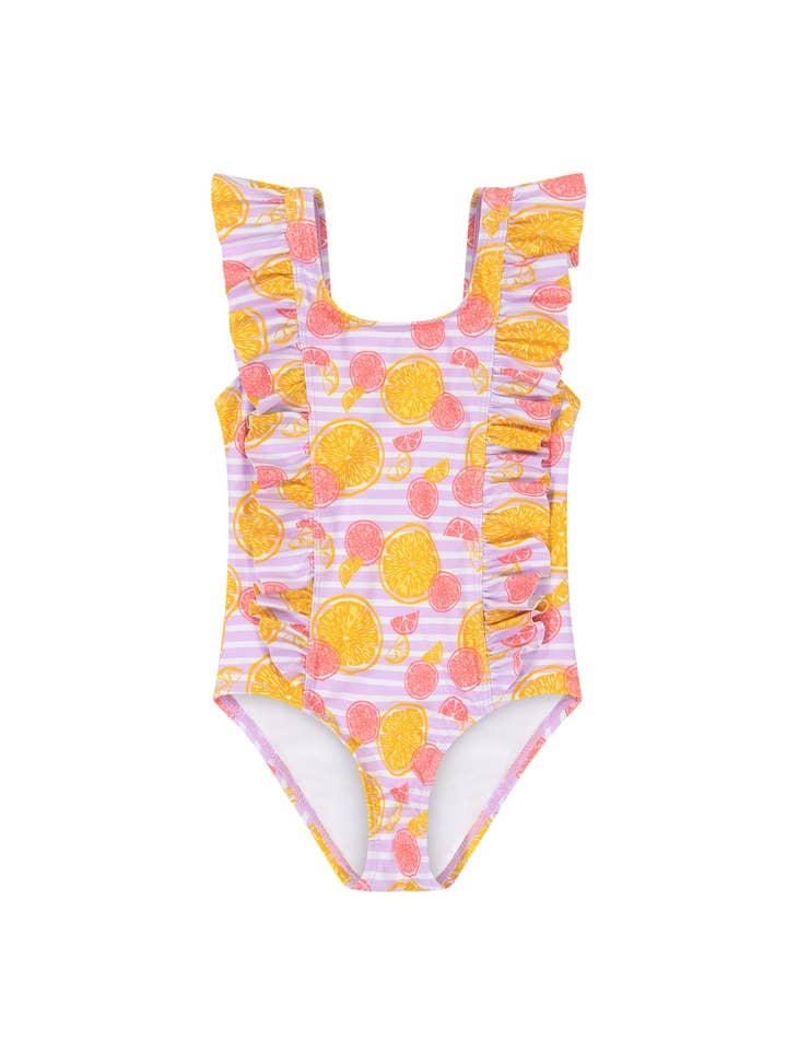 Pink Grapefruit Ruffle Swimsuit