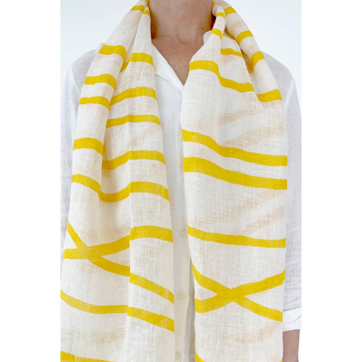 Linen Scarf - Loopy Yellow