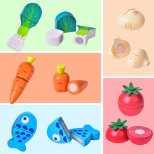 Load image into Gallery viewer, Wooden Pretend Cutting Play Food Set for Kids - 12 pcs
