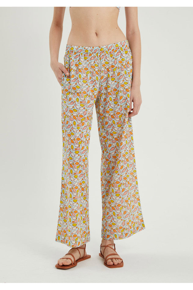 Fish Print Mid-Rise Trousers