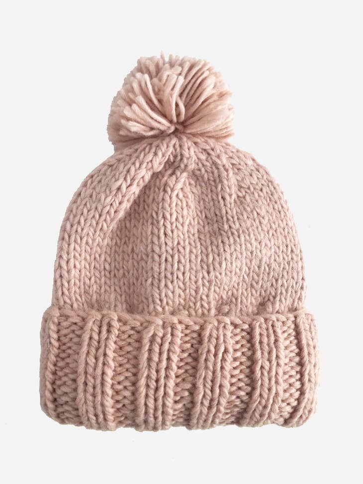 Classic Pom Hat, Blush | Hand Knit