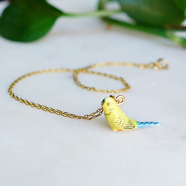 Tiny Yellow Parakeet Necklace