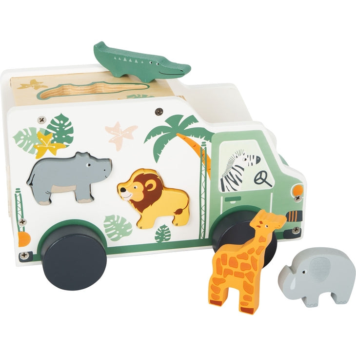 Wooden Toys Safari Truck Shape Sorter Animal Playset