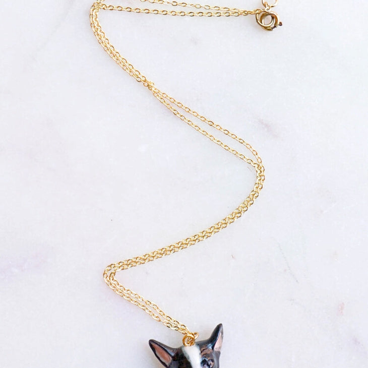 Tiny French Bull Dog Face Necklace