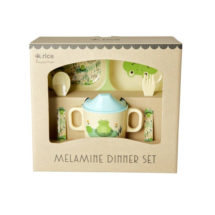 Baby Dinner Set in Gift Box Frog Print 4 pcs.