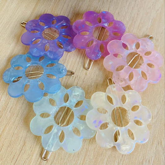 Mum Floral Iridescent Acetate Hair Clip (several colors)