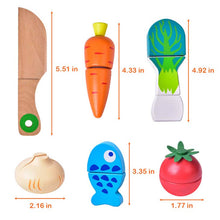 Load image into Gallery viewer, Wooden Pretend Cutting Play Food Set for Kids - 12 pcs
