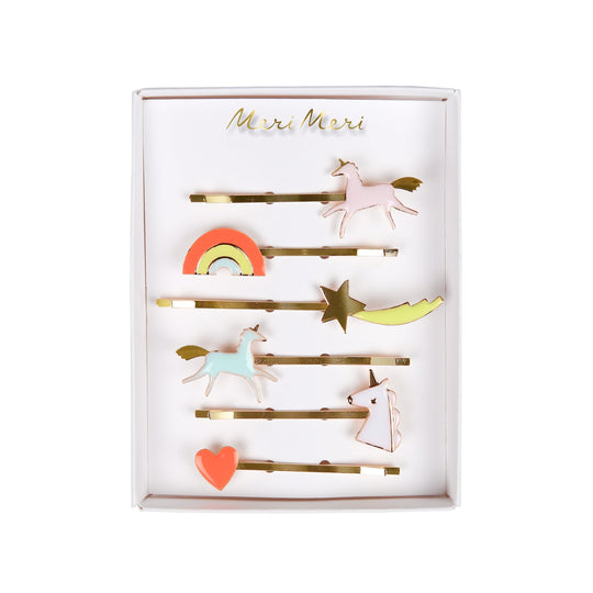 Unicorn Enamel Hair Slides (x 6)