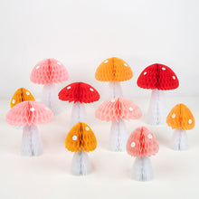 Load image into Gallery viewer, Honeycomb Mushroom Decorations (x 10)
