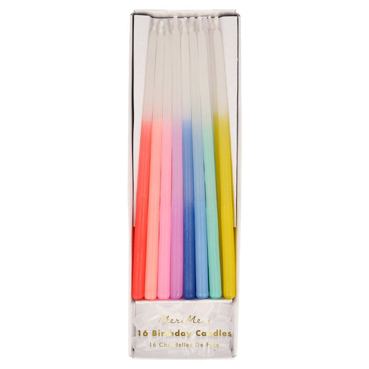 Rainbow Dipped Tapered Candles (x 16)