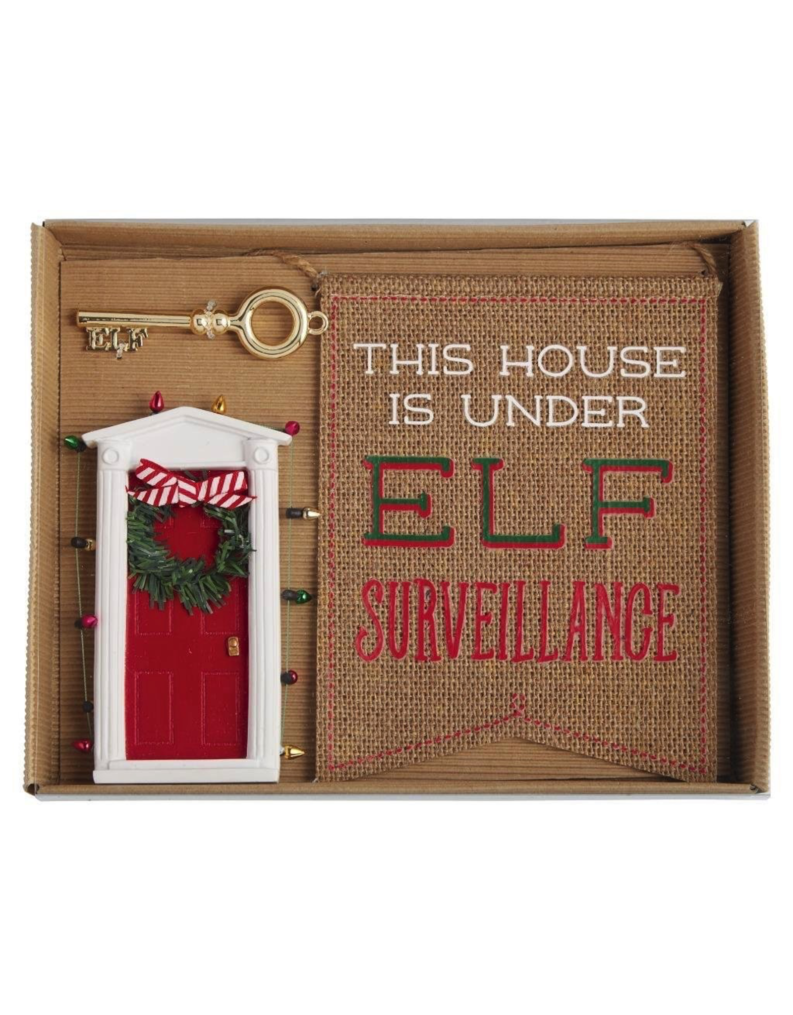 Christmas Elf Door Gift Set W Key And Under Elf Surveillance Flag ...