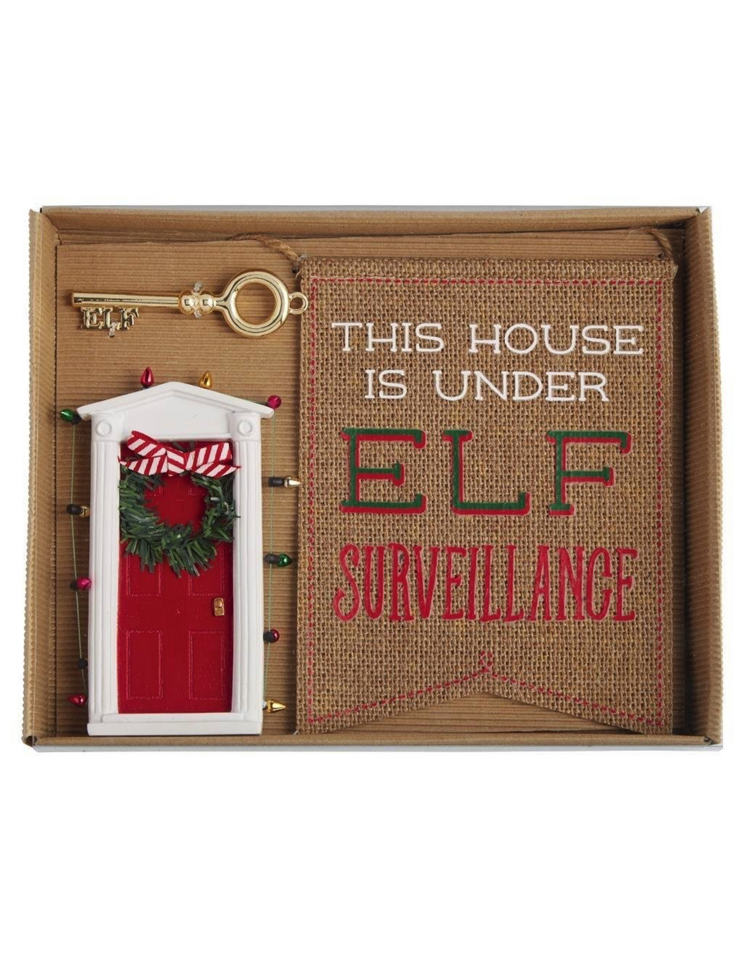 Christmas Elf Door Gift Set W Key And Under Elf Surveillance Flag